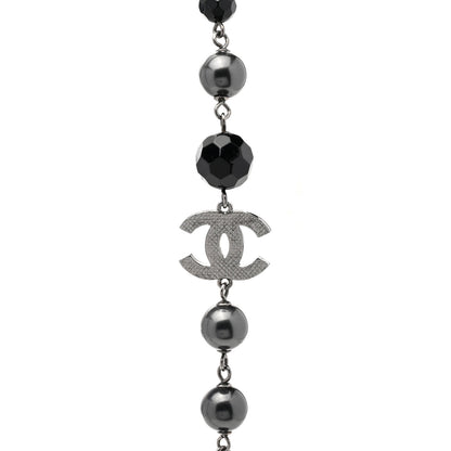 Chanel Ruthenium Pearl Beaded CC Long Necklace Black 4 of 5