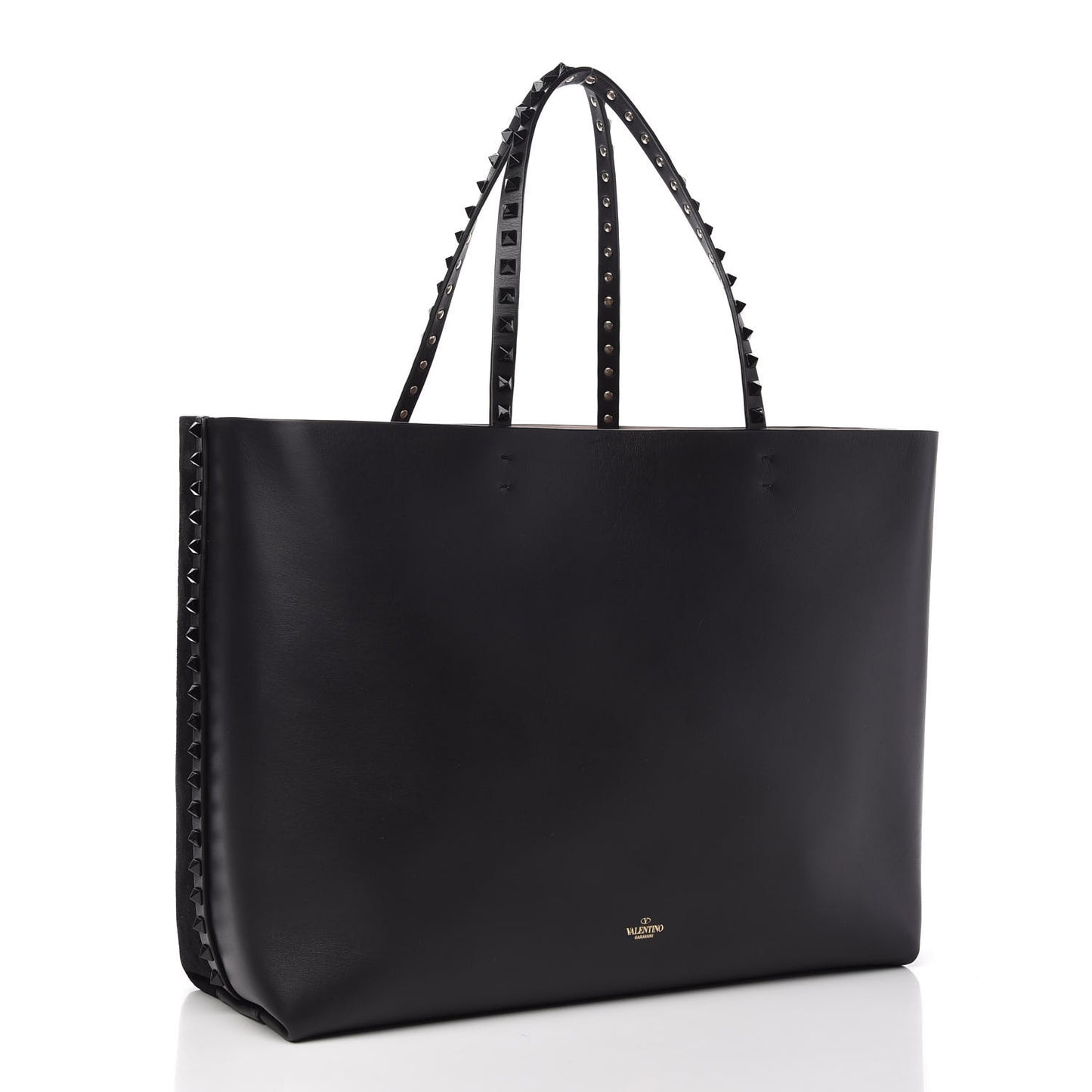 Suede Calfskin Rockstud Tote Black