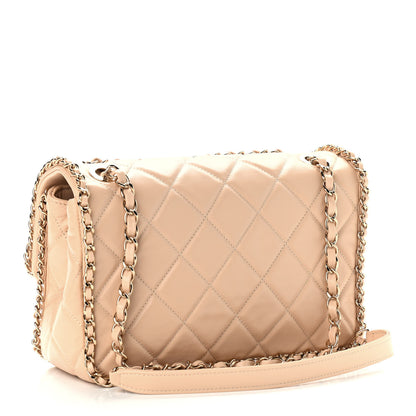 Chanel Crumpled Calfskin Medium Chain All Over Flap Beige 3 of 9