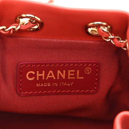Chanel Calfskin Stitched Chain Bucket Bag Coral 6 of 10