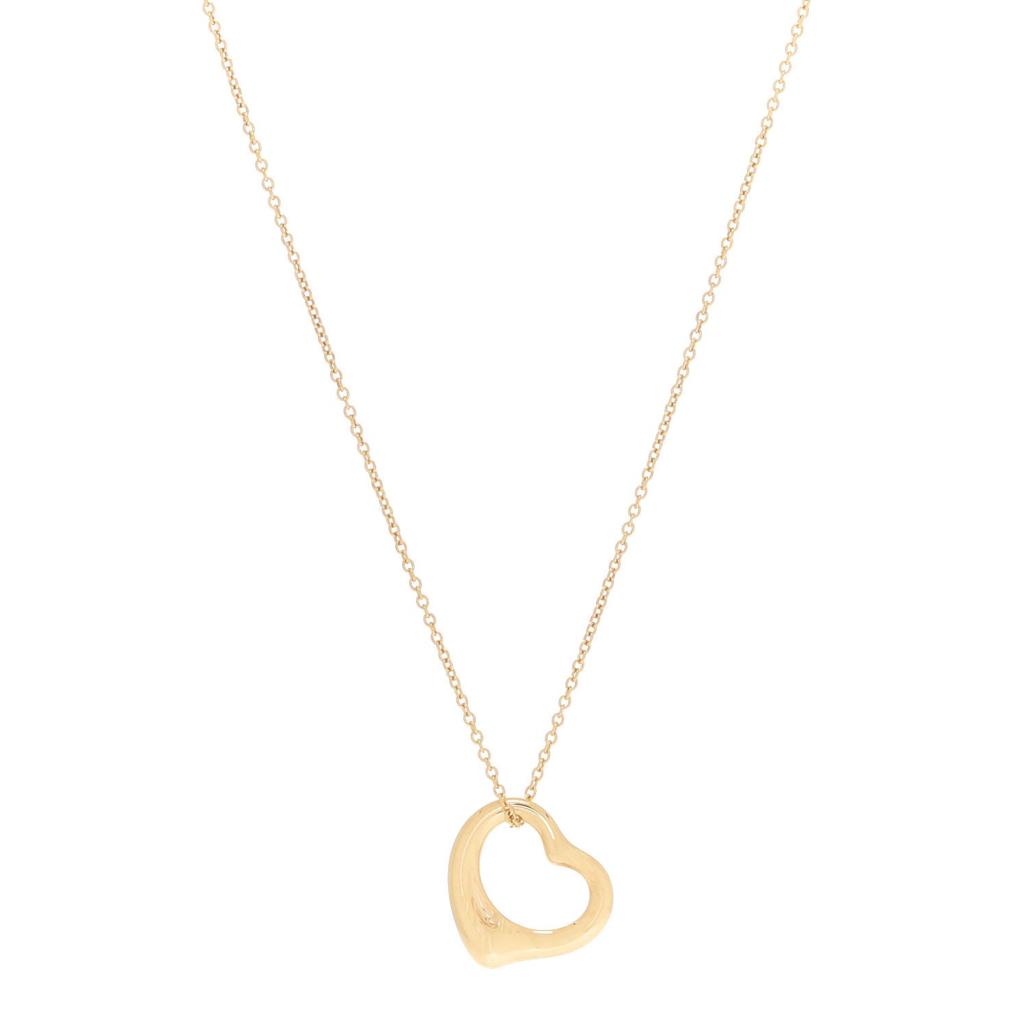 18K Yellow Gold 16mm Elsa Peretti Open Heart Pendant Necklace