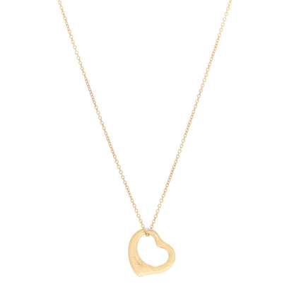 Tiffany 18K Yellow Gold 16mm Elsa Peretti Open Heart Pendant Necklace 1 of 7
