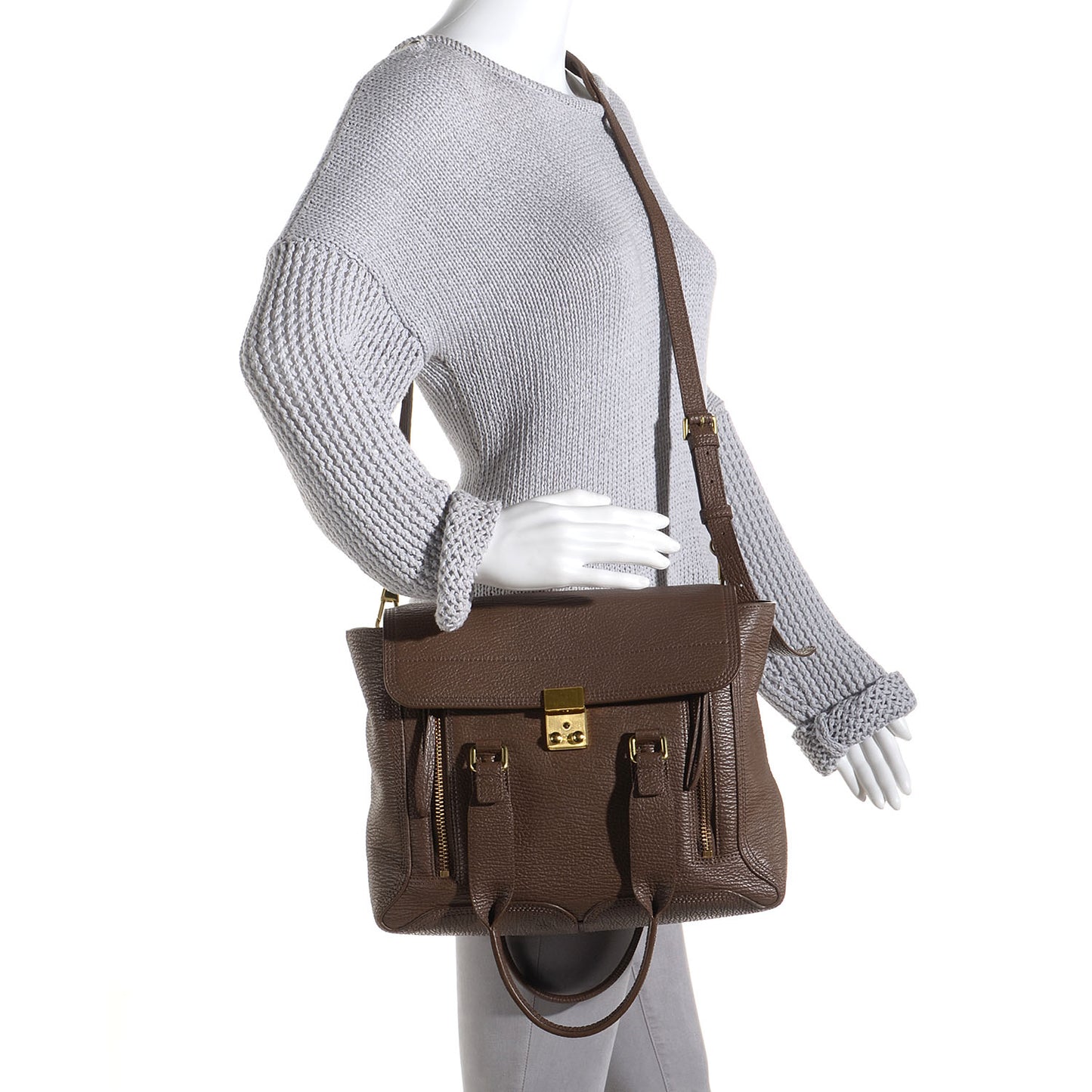 3.1 Leather Medium Pashli Satchel Taupe