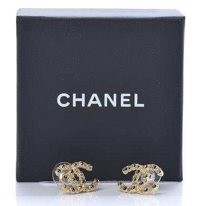 Chanel Crystal CC Chain Earrings Gold Black 6 of 6