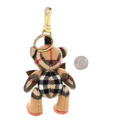 Burberry Cashmere Calfskin Thomas Bow Tie Teddy Bear Keychain Charm Archive Beige 2 of 4