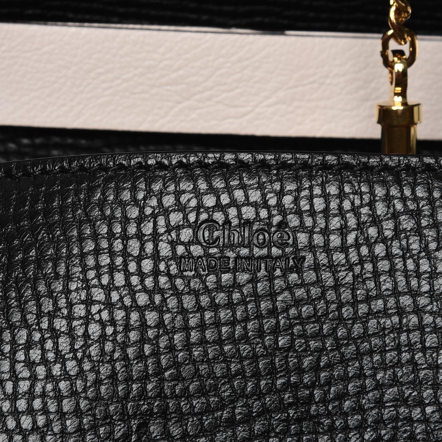 Chloe Grained Calfskin Lambskin Mini Bi-Color Drew Shoulder Bag Black Powder Beige 8 of 8