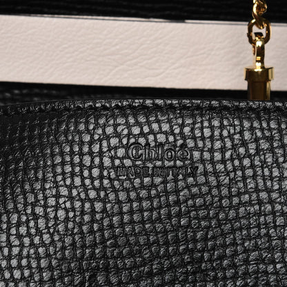 Chloe Grained Calfskin Lambskin Mini Bi-Color Drew Shoulder Bag Black Powder Beige 8 of 8