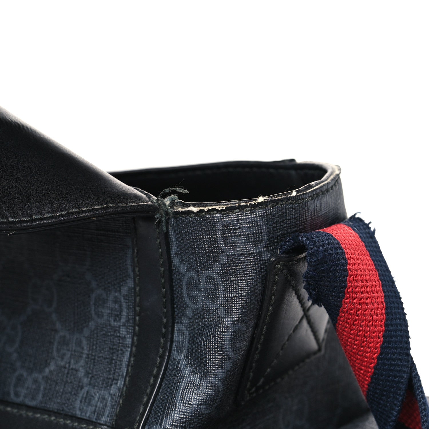 Gucci GG Supreme Monogram Web Messenger Diaper Bag Black Grey 11 of 14