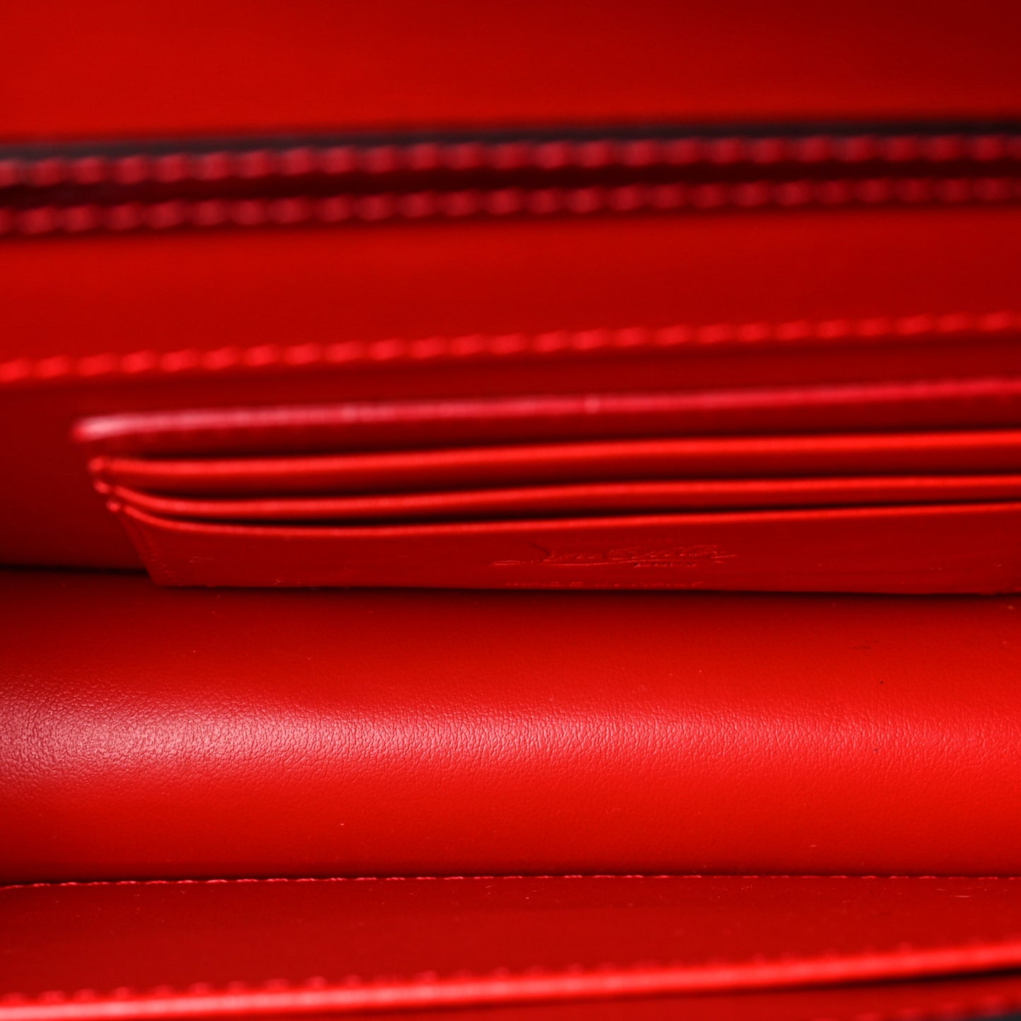 Metallic Calfskin Loubi54 Crossbody Clutch Red