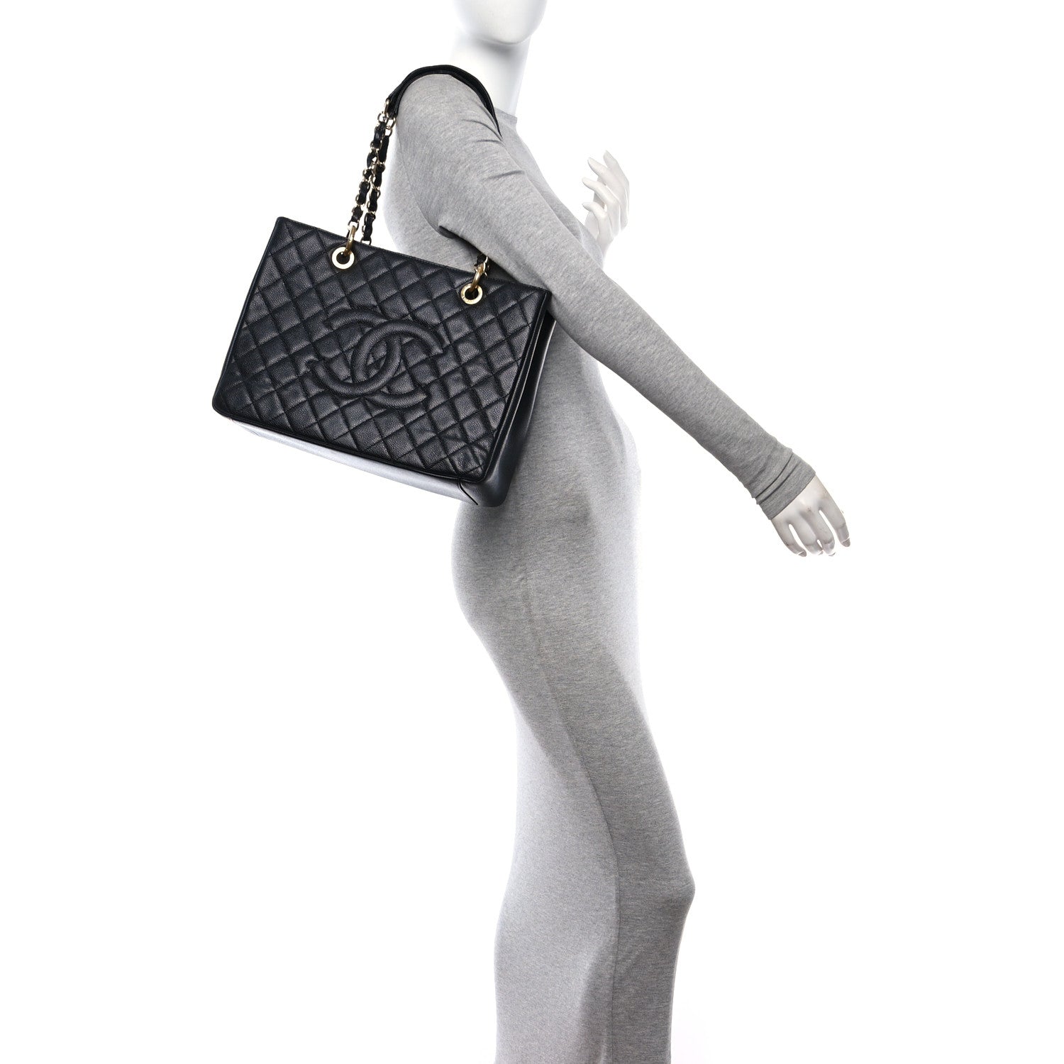 Chanel Caviar Quilted Grand Shopping Tote GST Black 3 of 12