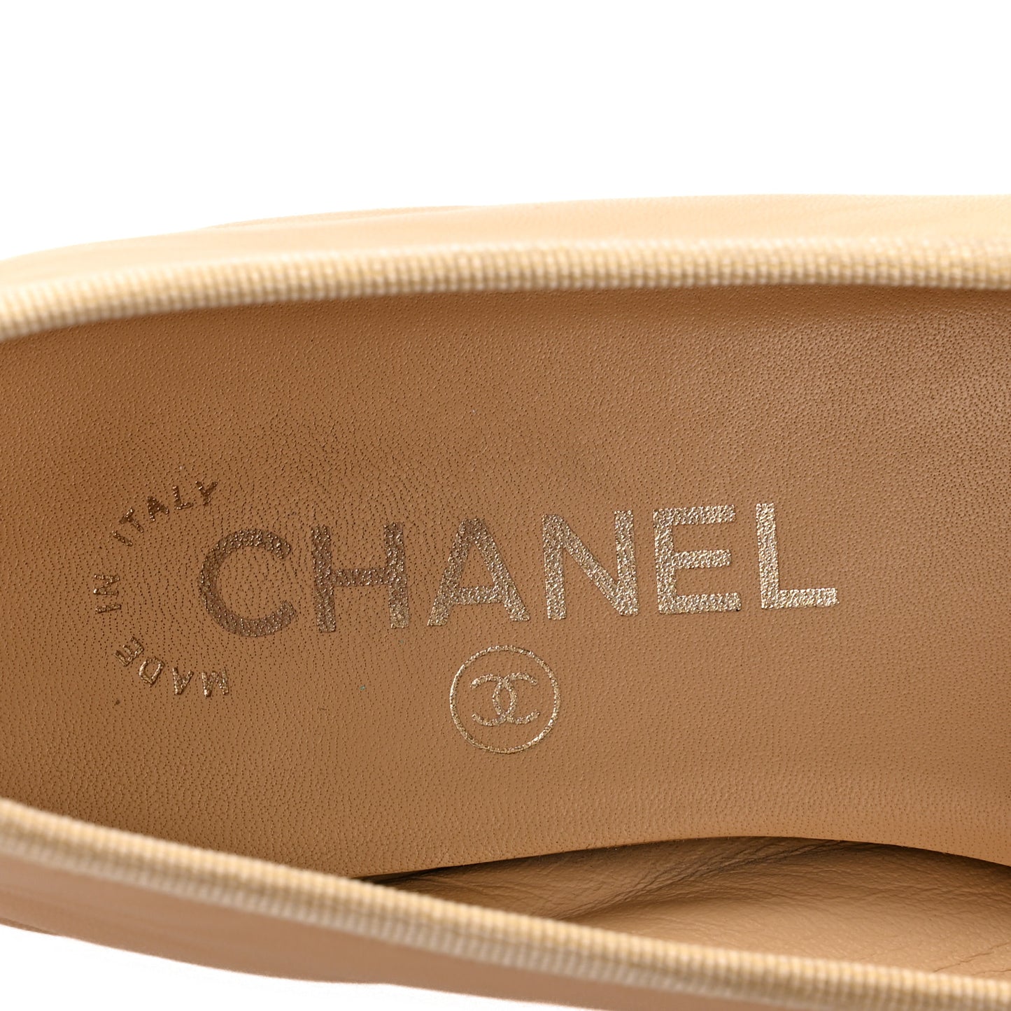 Lambskin Cap Toe CC Ballerina Flats 37 Beige Black