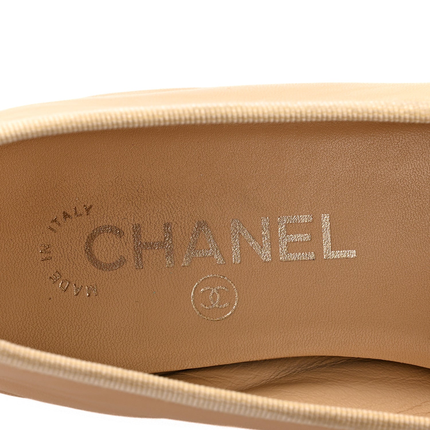 Chanel Lambskin Cap Toe CC Ballerina Flats 37 Beige Black 8 of 11