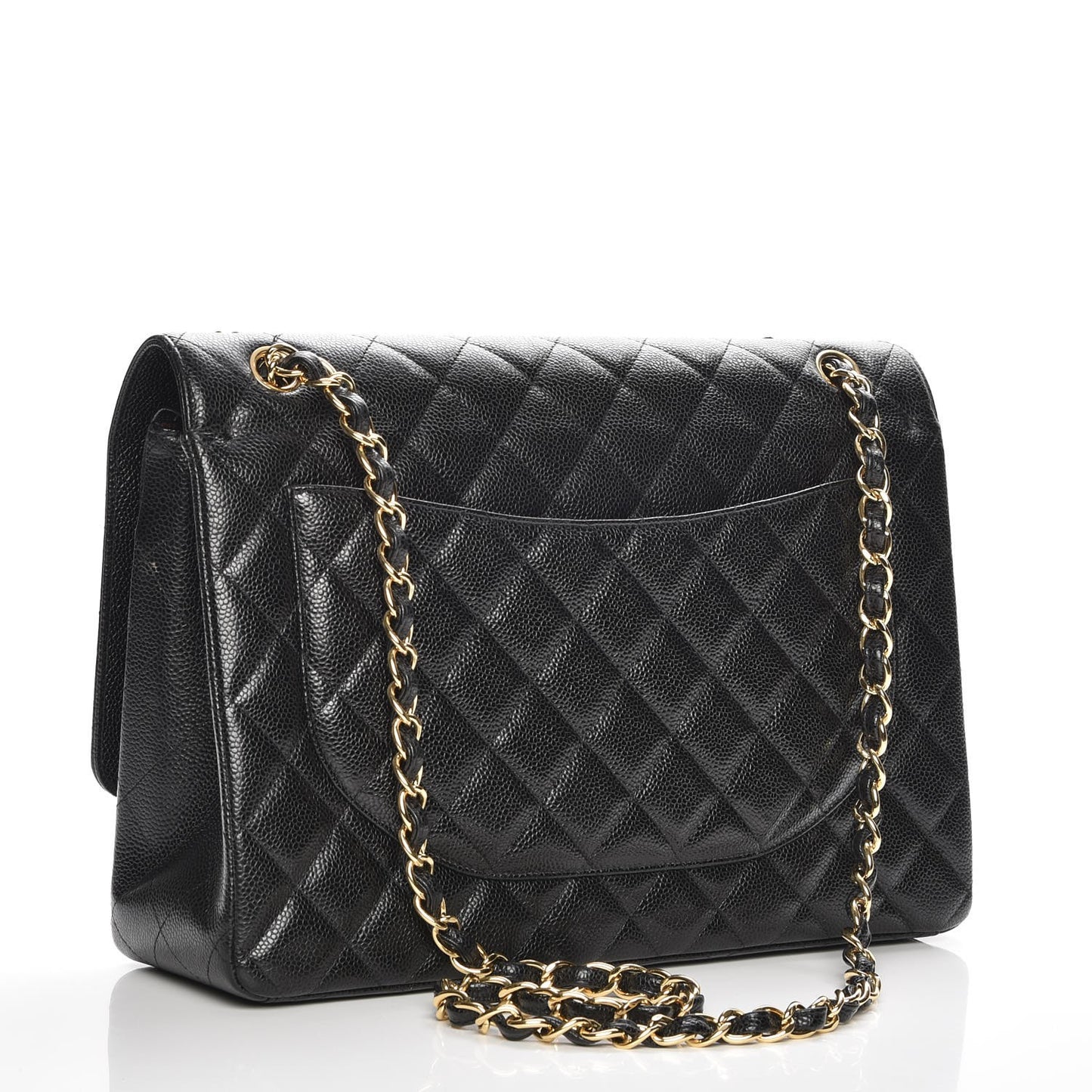 Caviar Quilted Maxi Double Flap Black