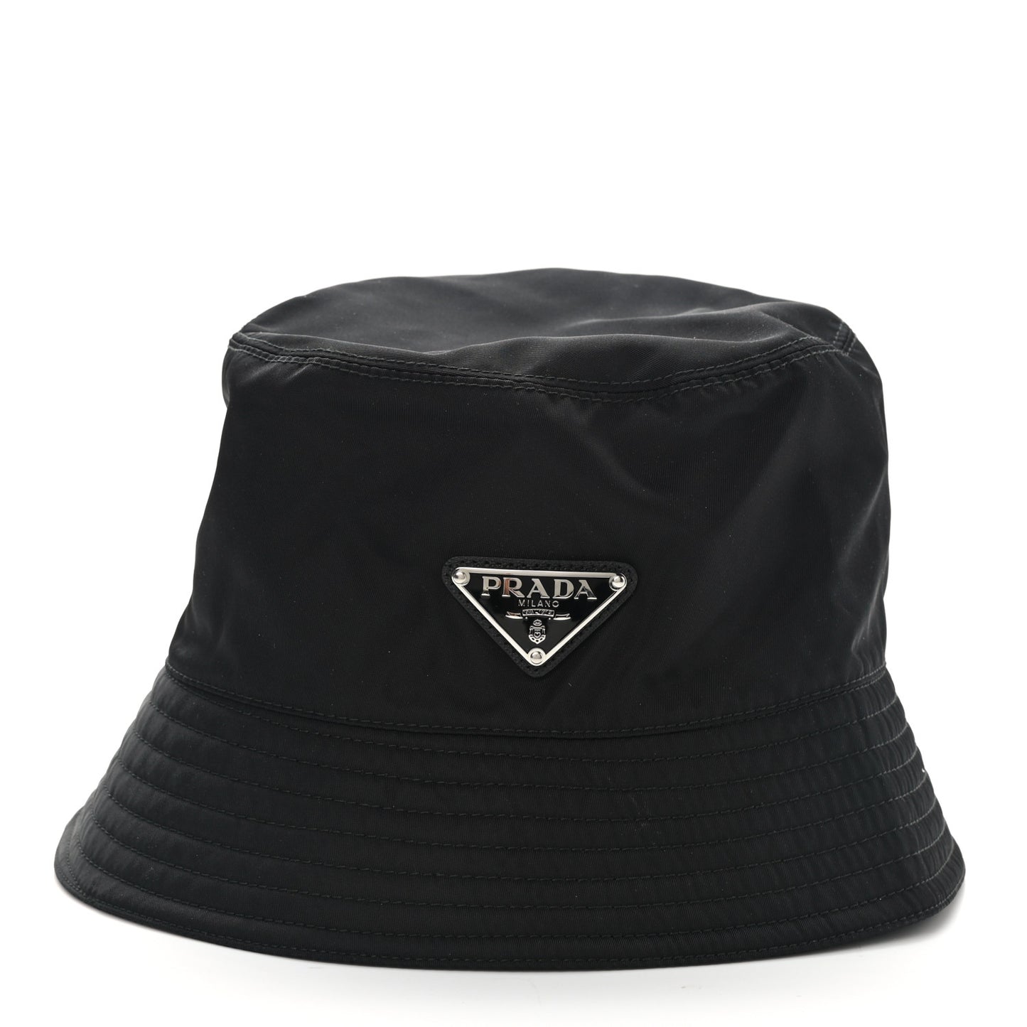 Re-Nylon Metal Triangle Logo Womens Bucket Hat S Black