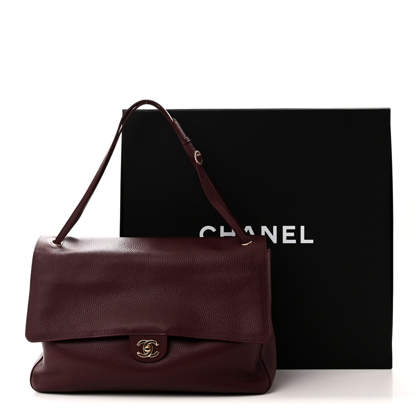 Grained Calfskin Small Souplissimo Maxi Flap Burgundy
