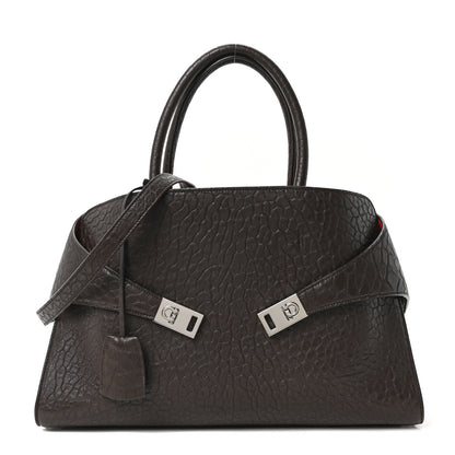 Salvatore Ferragamo Natural Grain Calfskin Bicolor Large Hug Bag Testa Di Moro Flame Red 1 of 9