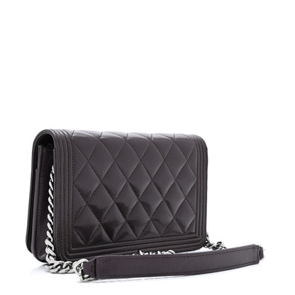 Chanel Caviar Quilted Boy Wallet On Chain WOC Dark Purple 3 of 11