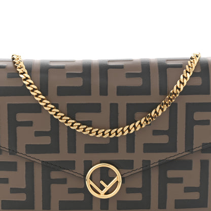 Fendi Vitello Soft F is Fendi Bi-Color FF 1974 Embossed Envelope Wallet On Chain with Pouches Maya Black 8 of 10