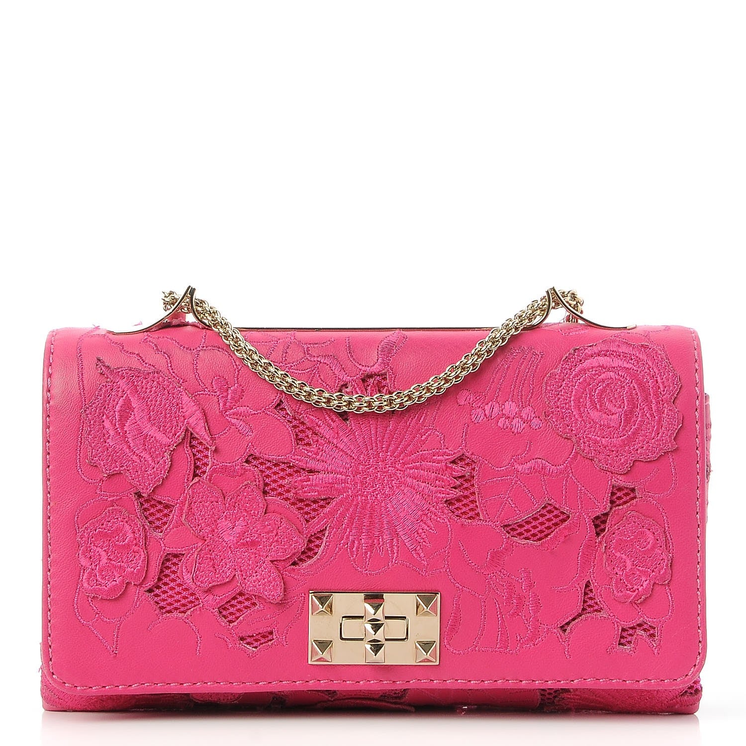 Valentino Garavani Nappa Lace Girello Flap Pop Fuxia 1 of 8