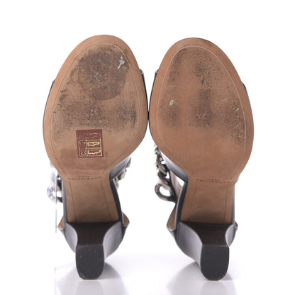 Givenchy Lambskin Ankle Chain Platform Sandals 37 Black 6 of 9