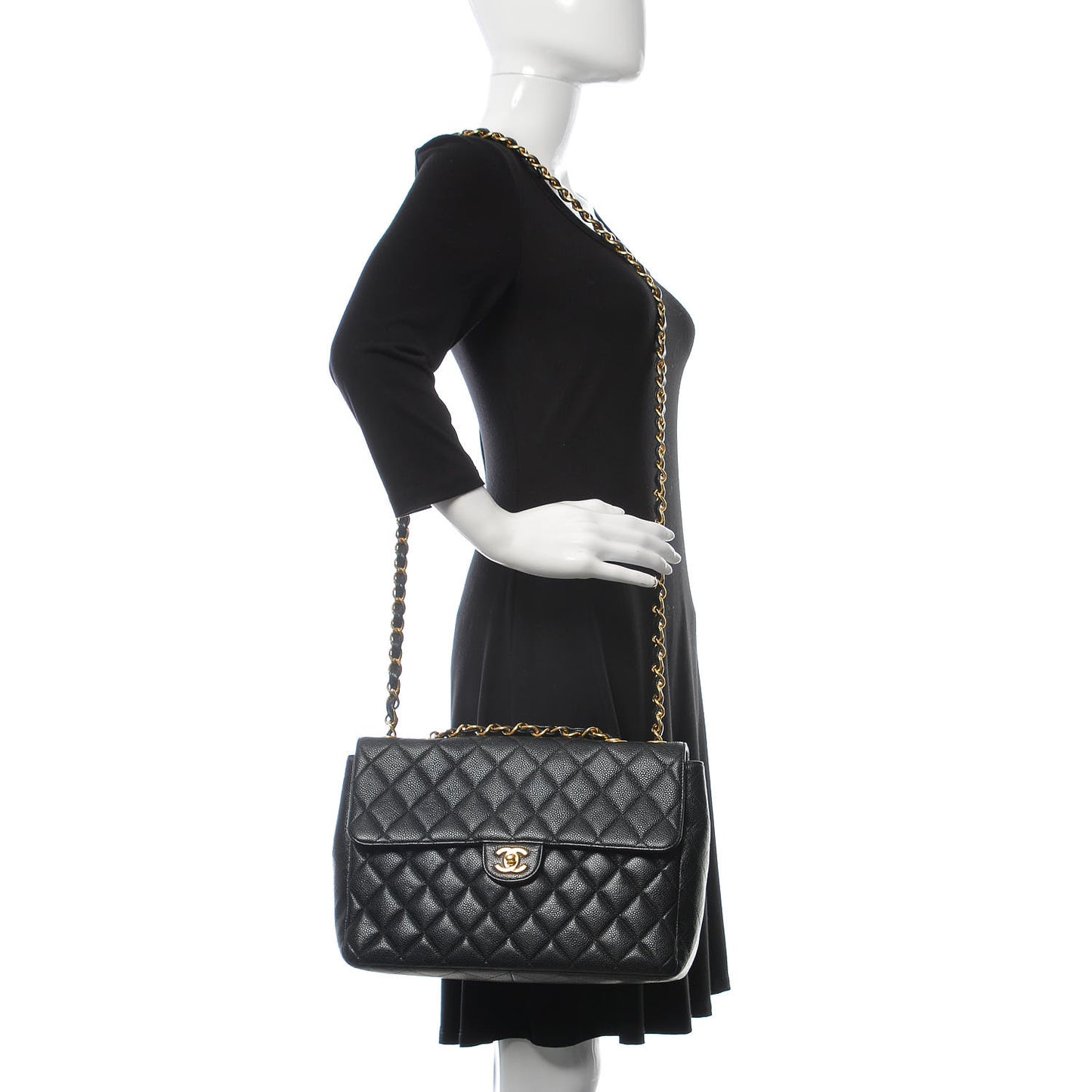 Caviar Jumbo Single Flap Black