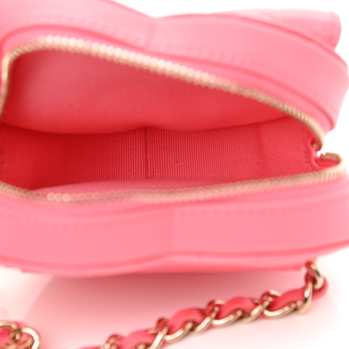 Lambskin Quilted CC In Love Heart Waist Belt Bag With Chain Pink