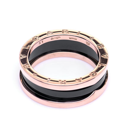 Bulgari 18K Rose Gold Black Ceramic B.Zero1 Two-Band Ring 61 9.5 5 of 5