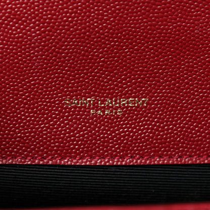 Saint Laurent Grain De Poudre Textured Mixed Matelasse Triquilt Small Monogram Satchel Red 7 of 9