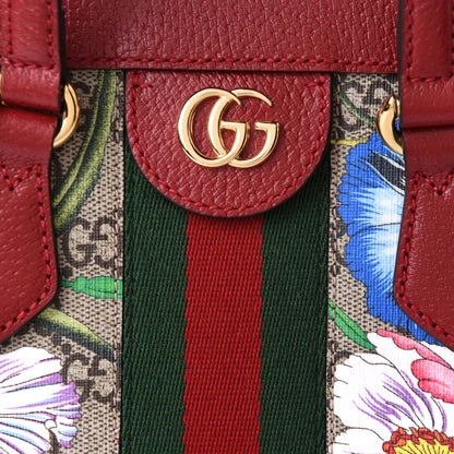 Gucci GG Supreme Monogram Flora Web Small Ophidia Tote Bag Red 9 of 11