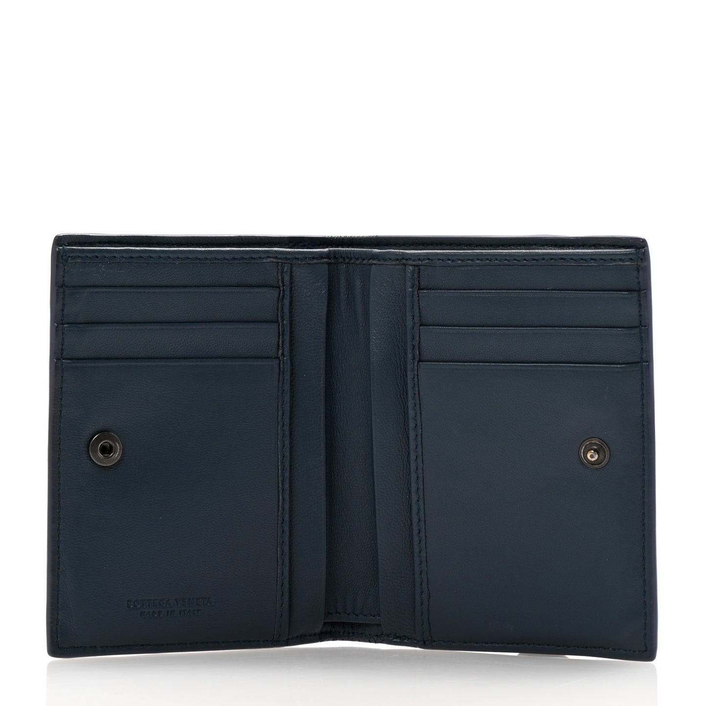 Nappa Intrecciato Bifold Zip Wallet Navy
