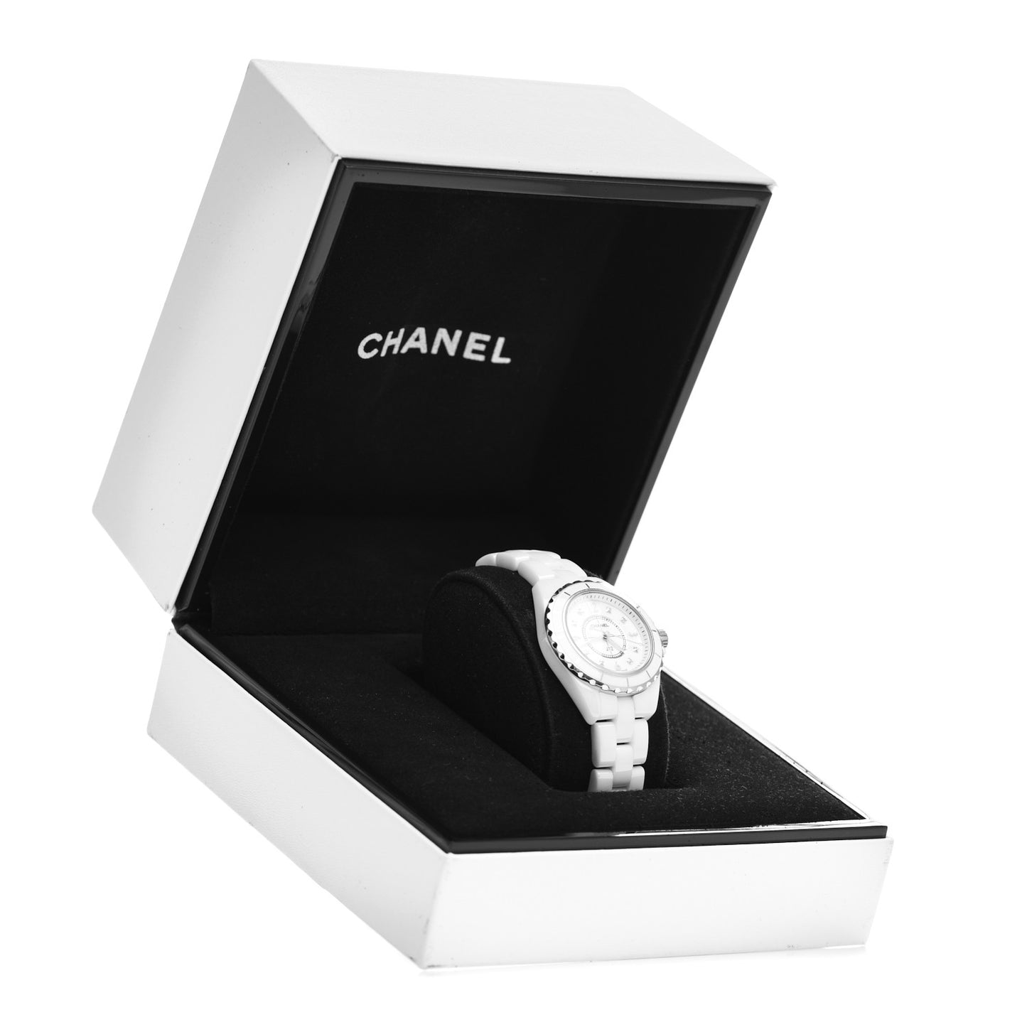 Stainless Steel Ceramic Diamond Mother of Pearl 29mm J12 Quartz Watch White