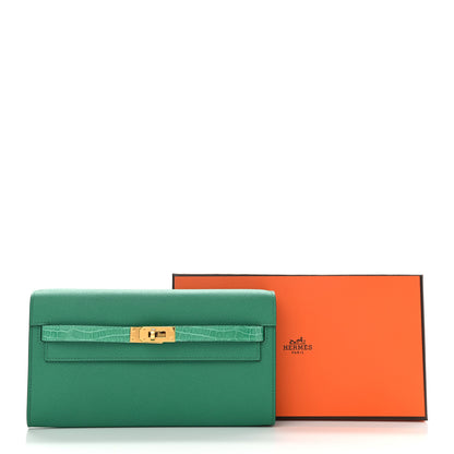 Hermes Epsom Shiny Alligator Touch Kelly Wallet To Go Vert Jade 8 of 8