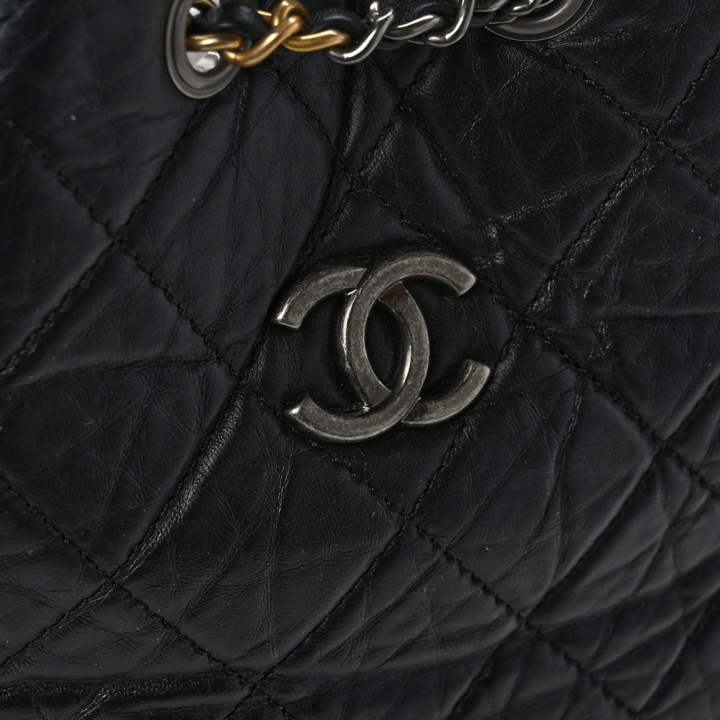 Aged Calfskin Quilted Small Gabrielle Backpack Black