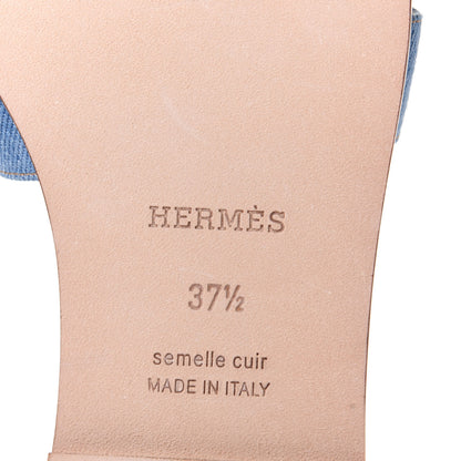Hermes Denim Canvas Oran Sandals 37.5 Bleu Clair 8 of 10