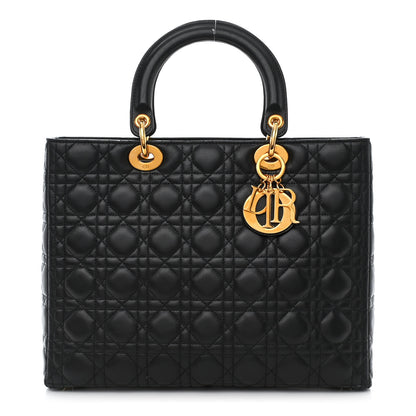 Christian Dior Lambskin Cannage Large Lady Dior Black 1 of 11