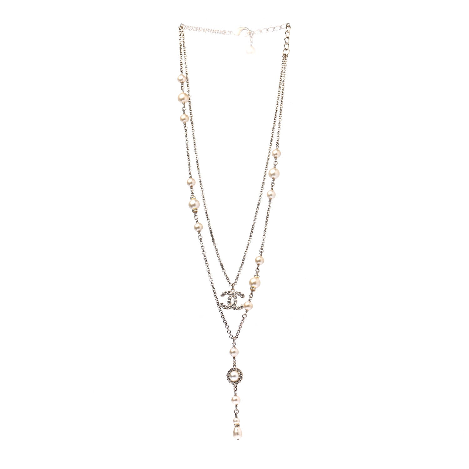 Chanel Crystal Pearl Pearls Coronation CC Layered Necklace Gold 3 of 7