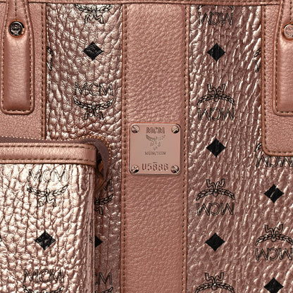 MCM Metallic Visetos Medium Liz Reversible Shopper Tote Champagne Gold 8 of 11