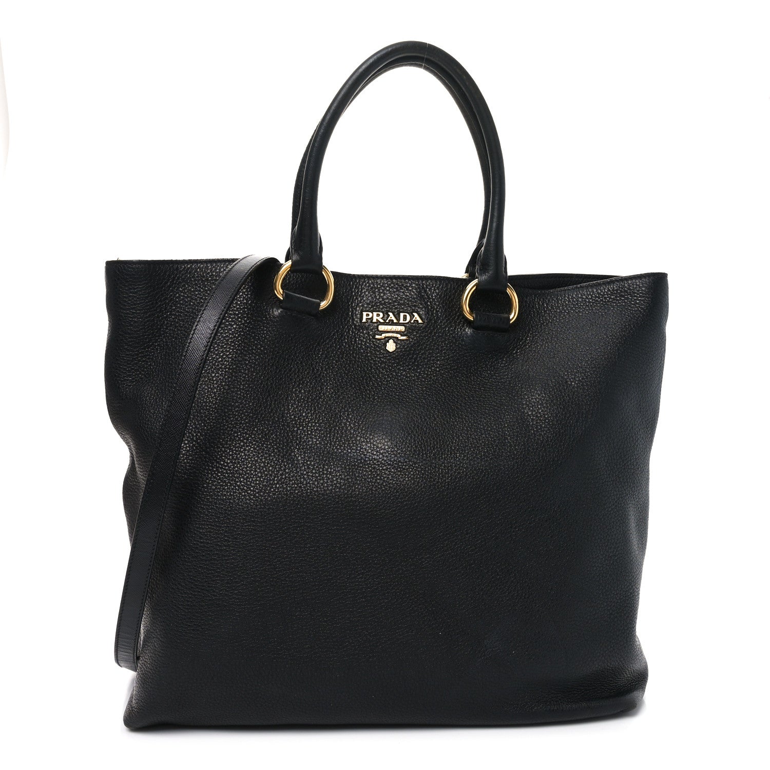 Prada Vitello Daino Tote Black 1 of 10