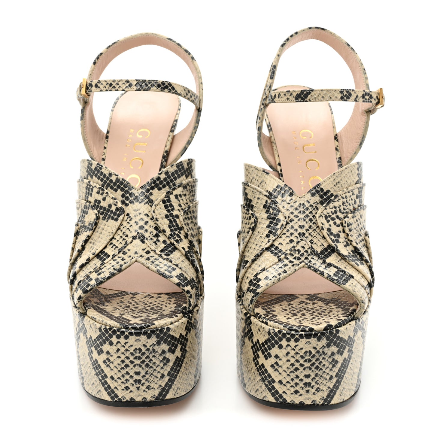 Calfskin Python Print Keyla Platform Slingback Sandals 39.5 Beige Avana
