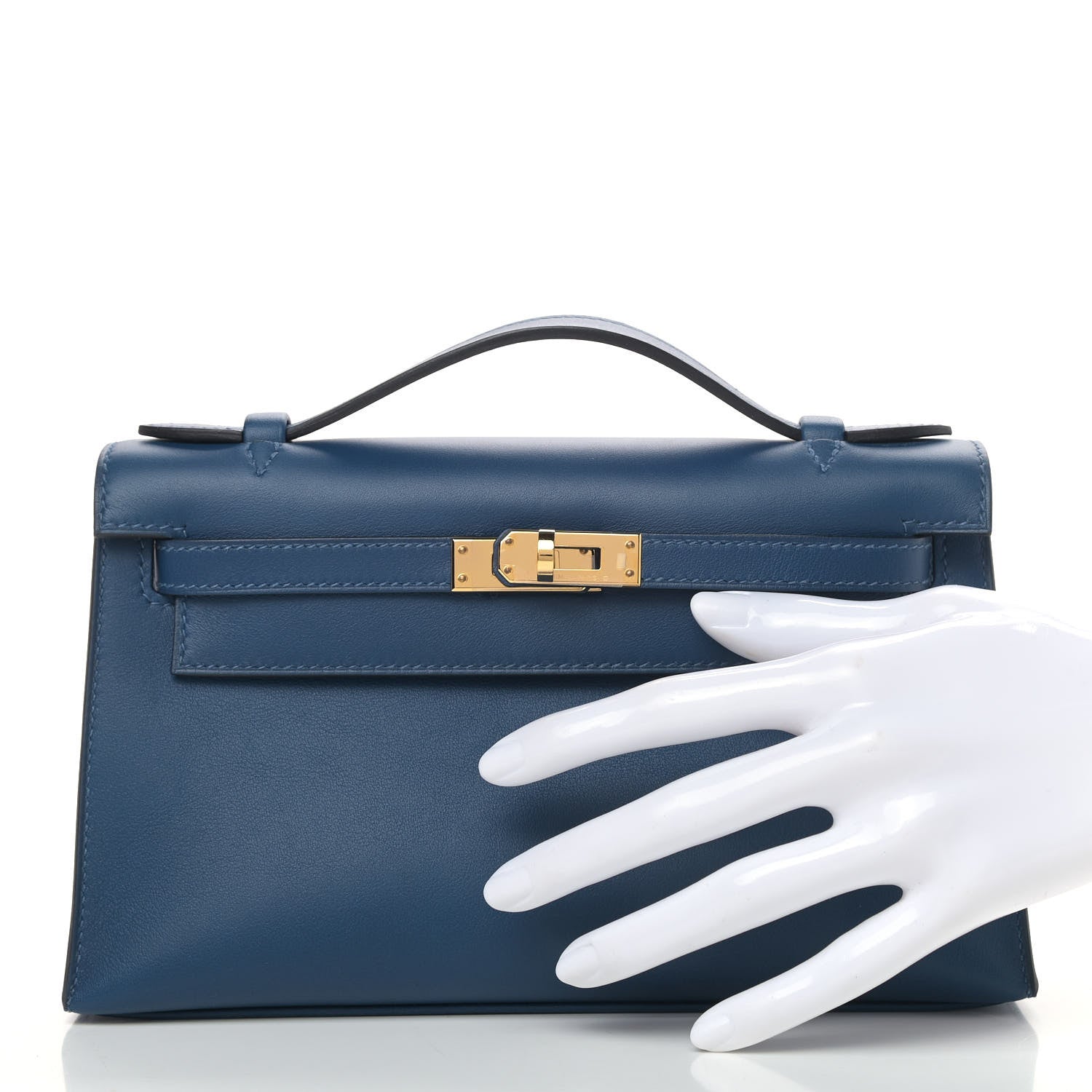 Hermes Swift Kelly Pochette Clutch Deep Bleu 2 of 9