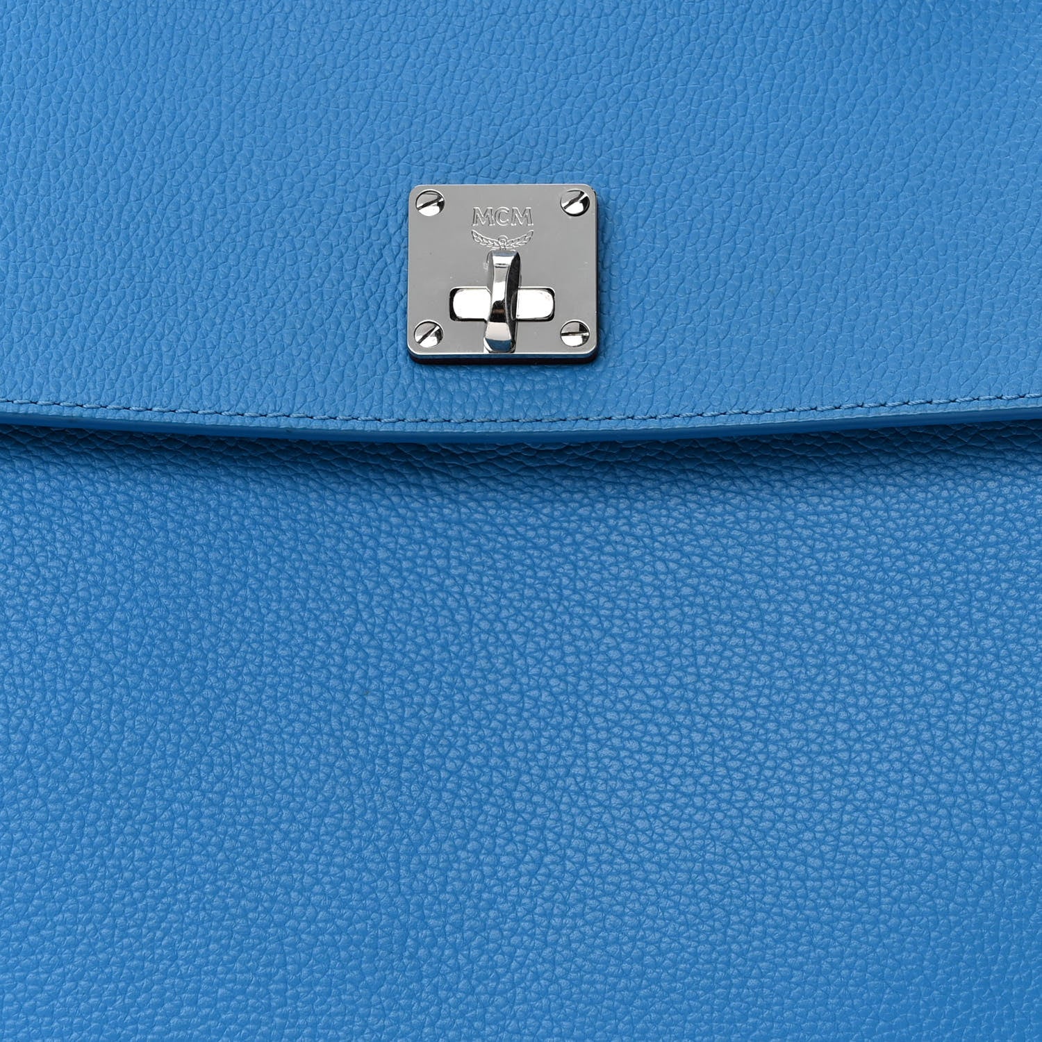 MCM Grained Calfskin Large Milla Convertible Backpack Tile Blue 7 of 9