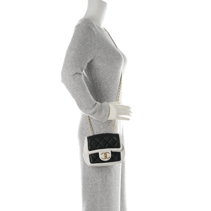 Chanel Lambskin Quilted Graphic Mini Flap Bag Black White 2 of 7