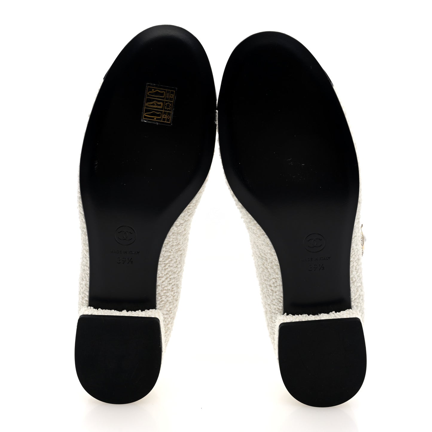 Tweed Patent Mary Jane Flats 39.5 White Black
