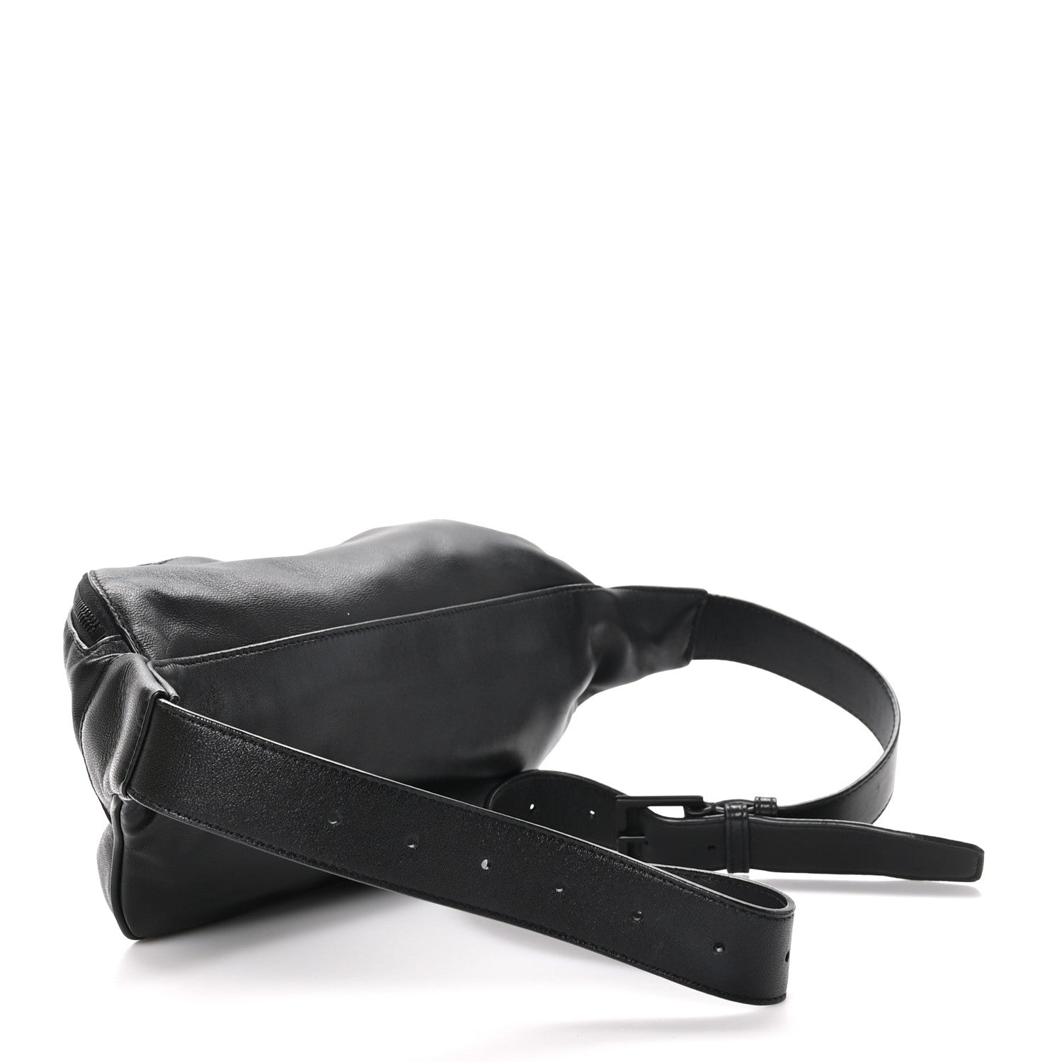 Saint Laurent Calfskin Crocodile Embossed Monogram Belt Bag Black 3 of 11