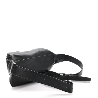 Saint Laurent Calfskin Crocodile Embossed Monogram Belt Bag Black 3 of 11