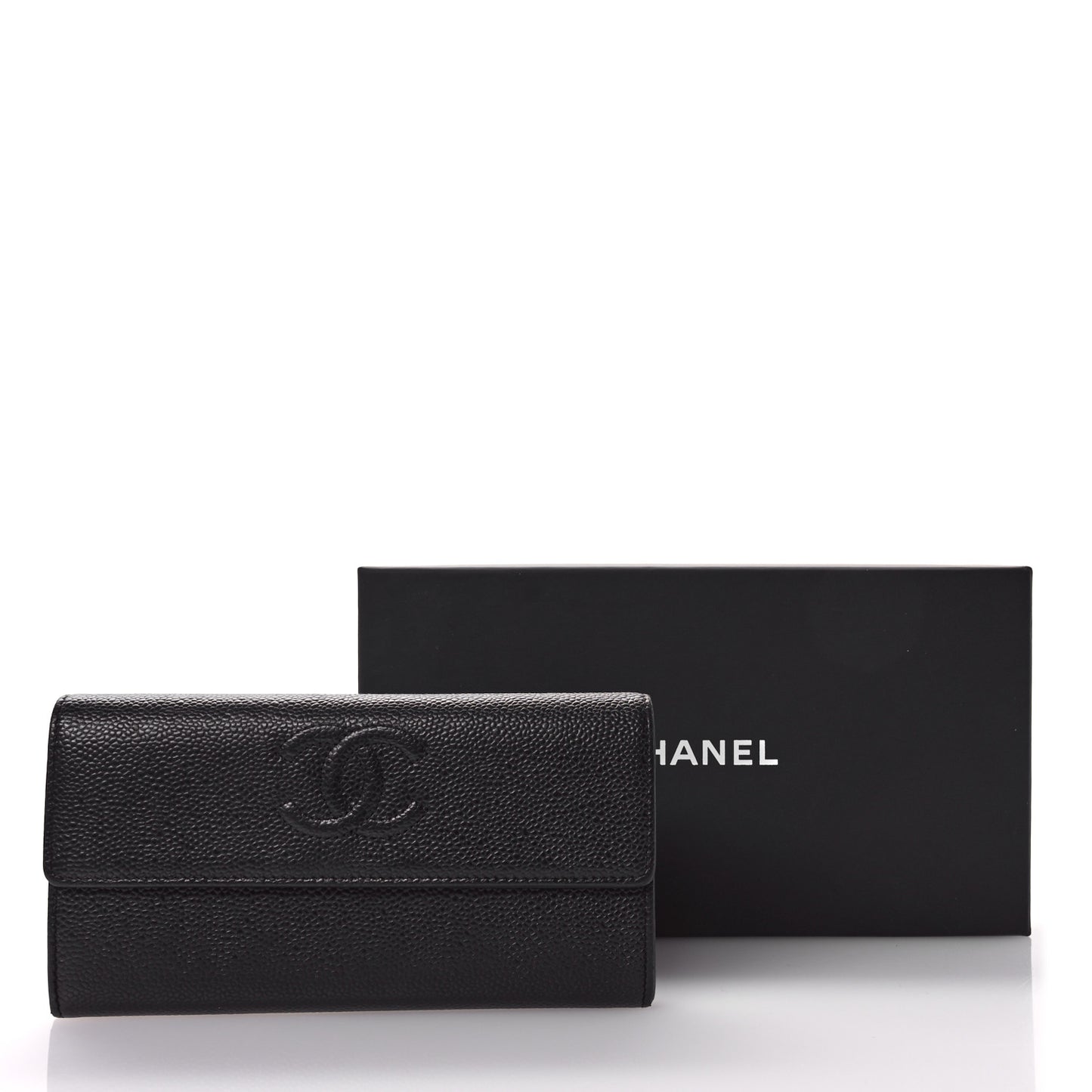 Caviar Timeless CC Large Gusset Flap Wallet Black