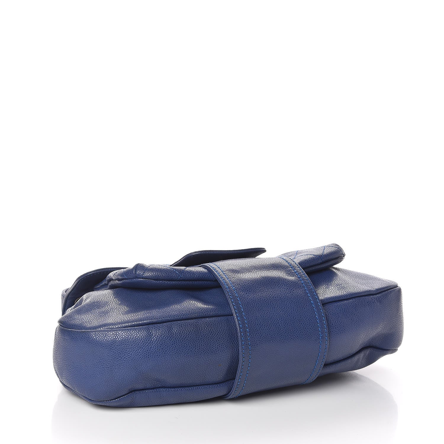 Chanel Glazed Caviar Flap Hobo Dark Blue 4 of 10