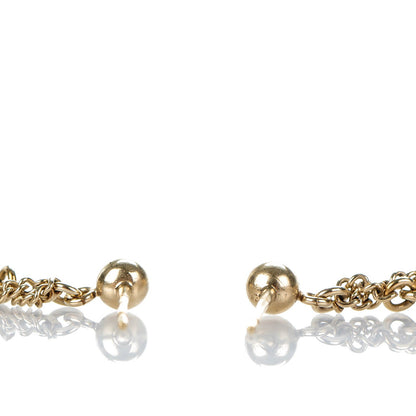 Chanel Medallion Clover CC Drop Earrings LIght Gold 5 of 5