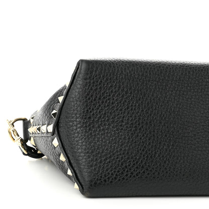 Valentino Garavani Pebbled Calfskin Medium Rockstud Top Handle Shoulder Bag Black 8 of 13