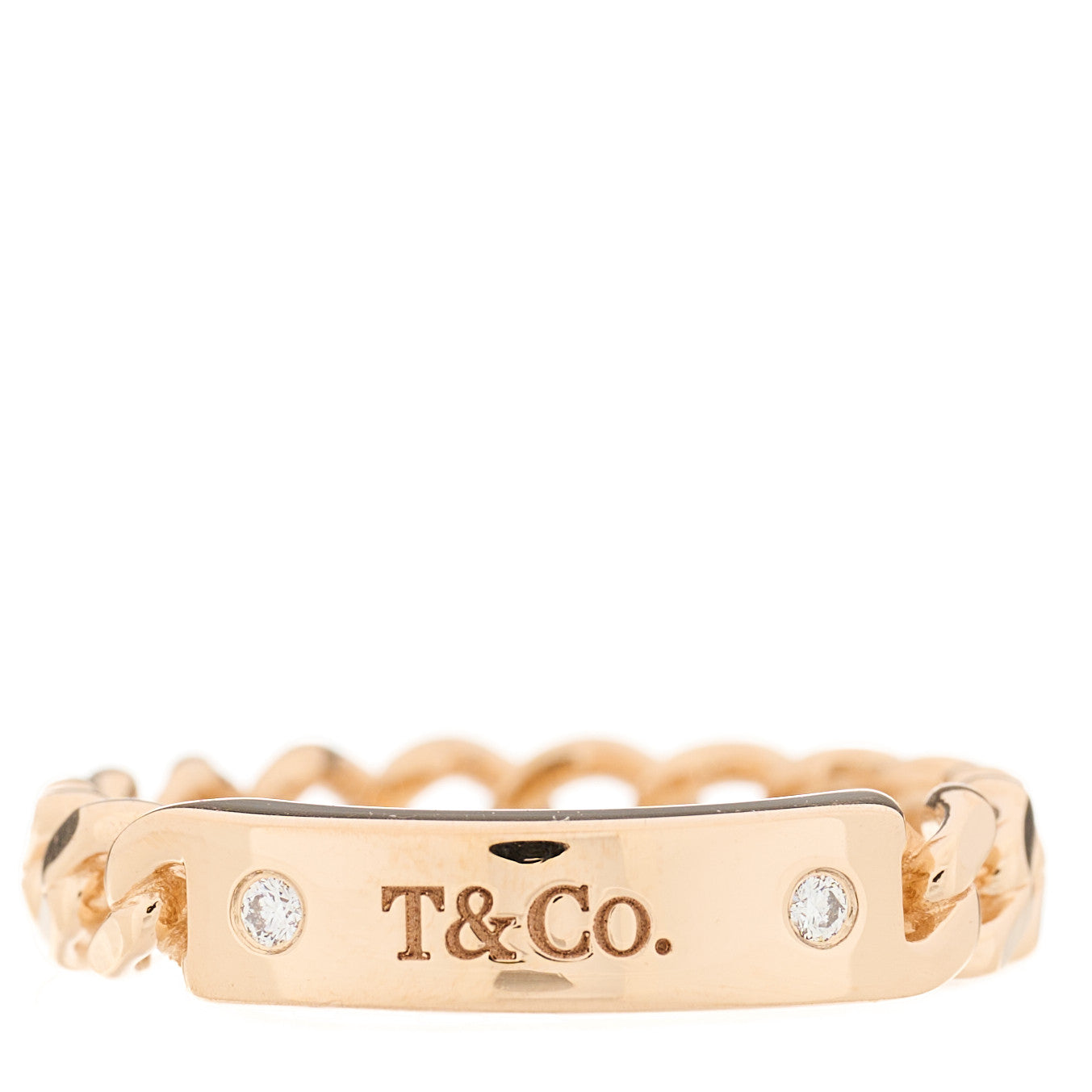 18K Rose Gold Diamond Micro Link Ring 49 5